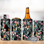 Eastern Rosella Australia 4 in 1 Can Cooler Tumbler Eucalyptus Blossom Seamless Style - Aussie Hoodie
