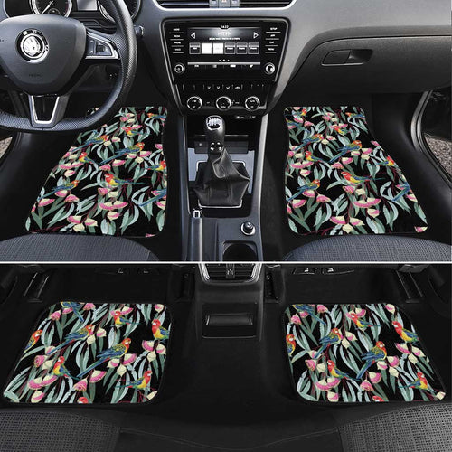 Eastern Rosella Australia Car Mats Eucalyptus Blossom Seamless Style - Aussie Hoodie
