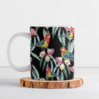 Eastern Rosella Australia Ceramic Mug Eucalyptus Blossom Seamless Style - Aussie Hoodie