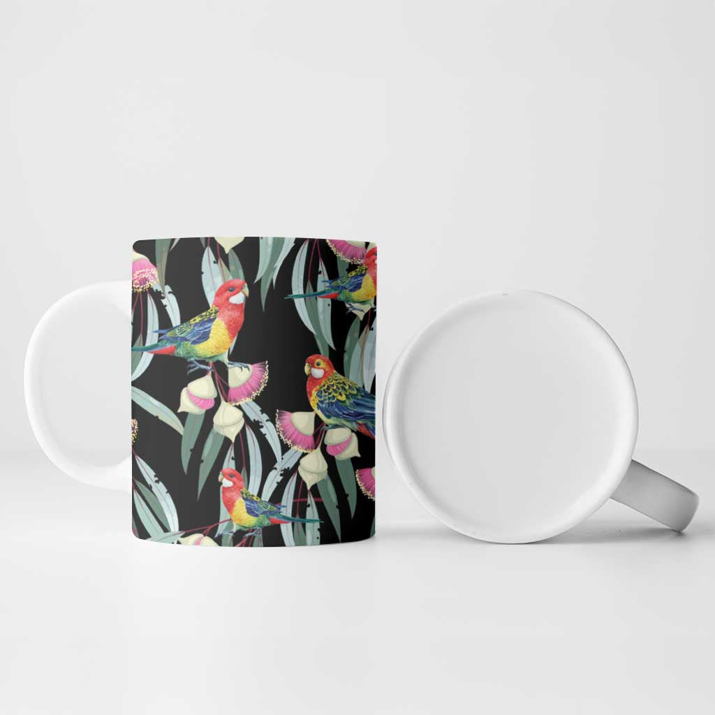 Eastern Rosella Australia Ceramic Mug Eucalyptus Blossom Seamless Style - Aussie Hoodie