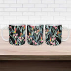 Eastern Rosella Australia Ceramic Mug Eucalyptus Blossom Seamless Style - Aussie Hoodie