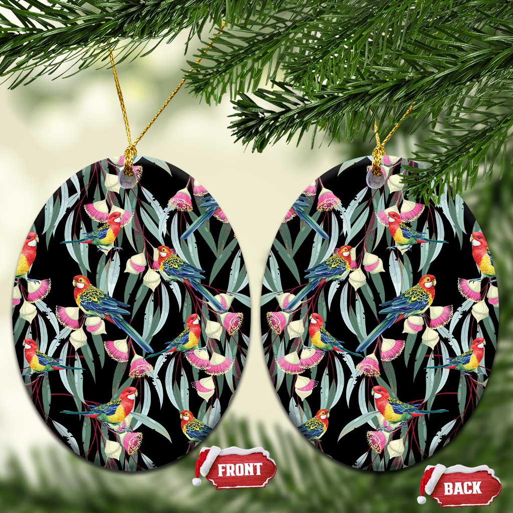 Eastern Rosella Australia Ceramic Ornament Eucalyptus Blossom Seamless Style - Aussie Hoodie