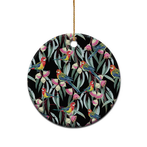 Eastern Rosella Australia Ceramic Ornament Eucalyptus Blossom Seamless Style - Aussie Hoodie