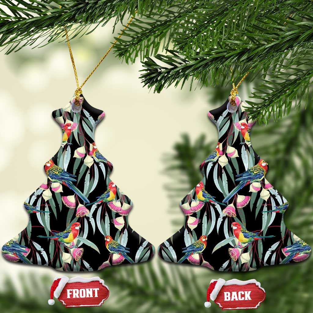 Eastern Rosella Australia Ceramic Ornament Eucalyptus Blossom Seamless Style - Aussie Hoodie