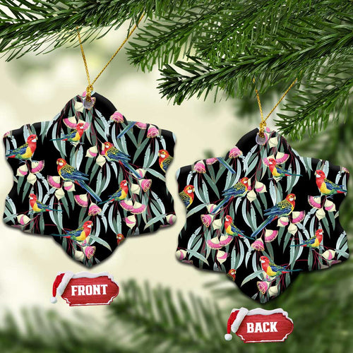 Eastern Rosella Australia Ceramic Ornament Eucalyptus Blossom Seamless Style - Aussie Hoodie