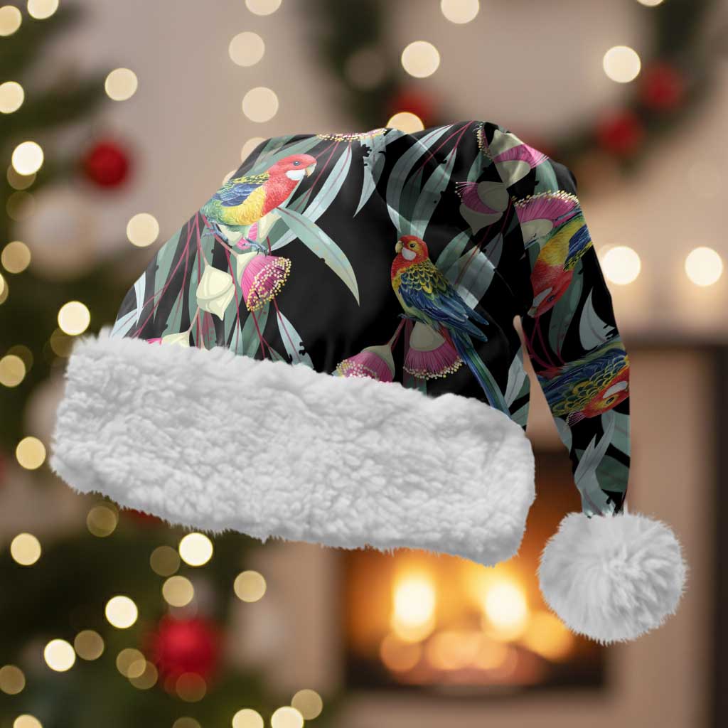 Eastern Rosella Australia Christmas Santa Hat Eucalyptus Blossom Seamless Style - Aussie Hoodie