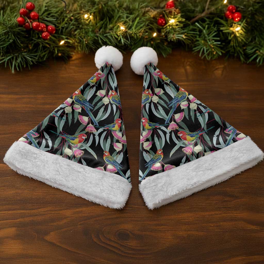 Eastern Rosella Australia Christmas Santa Hat Eucalyptus Blossom Seamless Style - Aussie Hoodie