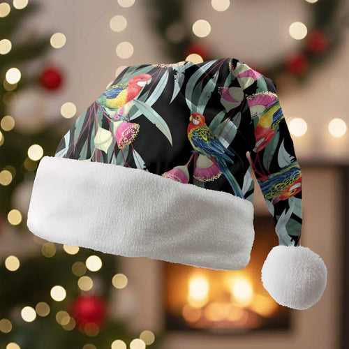 Eastern Rosella Australia Christmas Santa Hat Eucalyptus Blossom Seamless Style - Aussie Hoodie