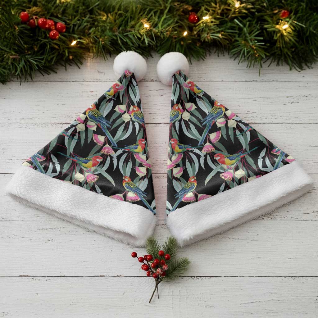Eastern Rosella Australia Christmas Santa Hat Eucalyptus Blossom Seamless Style - Aussie Hoodie