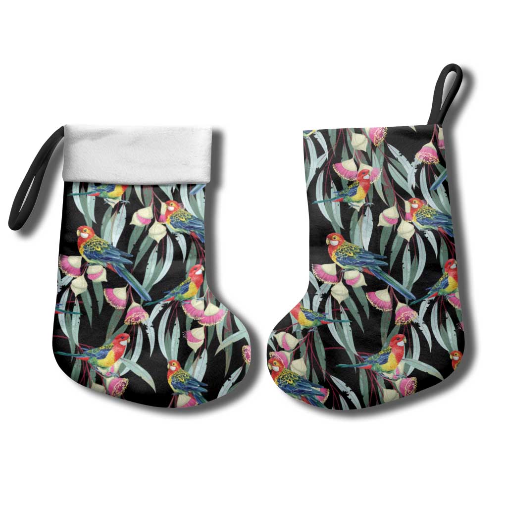 Eastern Rosella Australia Christmas Stocking Eucalyptus Blossom Seamless Style - Aussie Hoodie