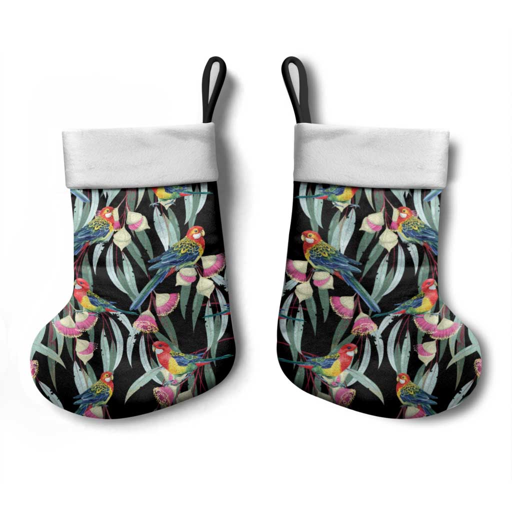 Eastern Rosella Australia Christmas Stocking Eucalyptus Blossom Seamless Style - Aussie Hoodie