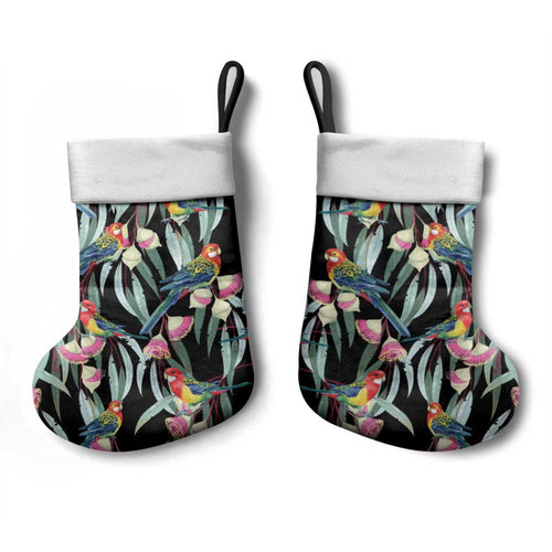 Eastern Rosella Australia Christmas Stocking Eucalyptus Blossom Seamless Style - Aussie Hoodie