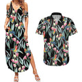 Eastern Rosella Australia Couples Matching Summer Maxi Dress and Hawaiian Shirt Eucalyptus Blossom Seamless Style - Aussie Hoodie