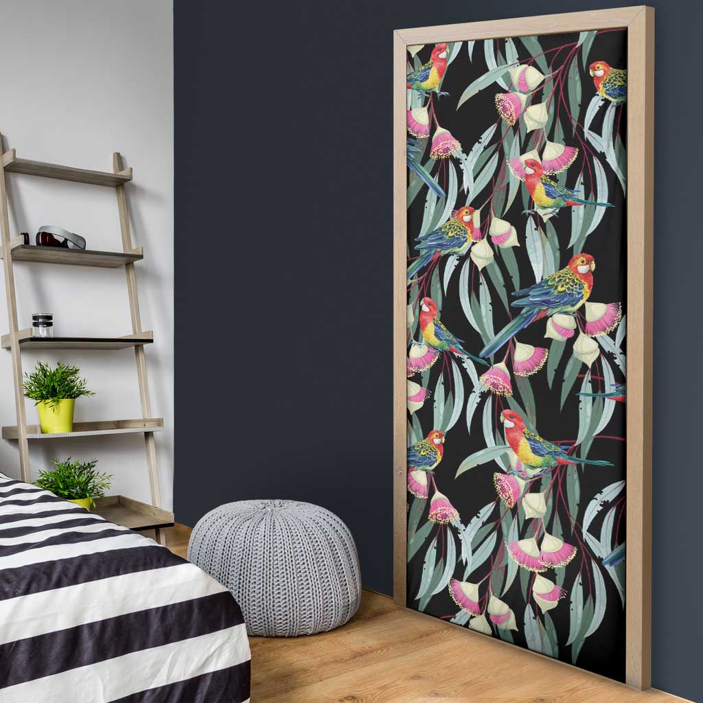 Eastern Rosella Australia Door Cover Eucalyptus Blossom Seamless Style - Aussie Hoodie
