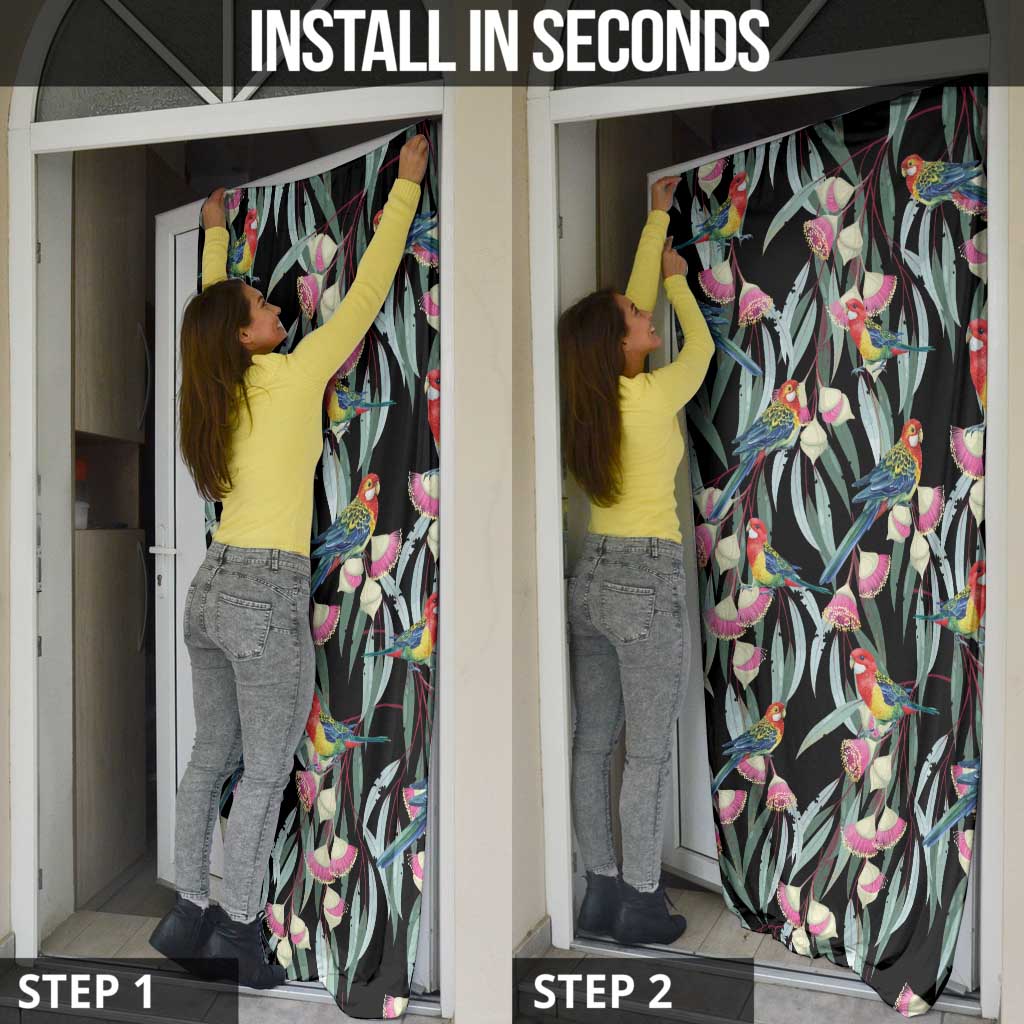 Eastern Rosella Australia Door Cover Eucalyptus Blossom Seamless Style - Aussie Hoodie