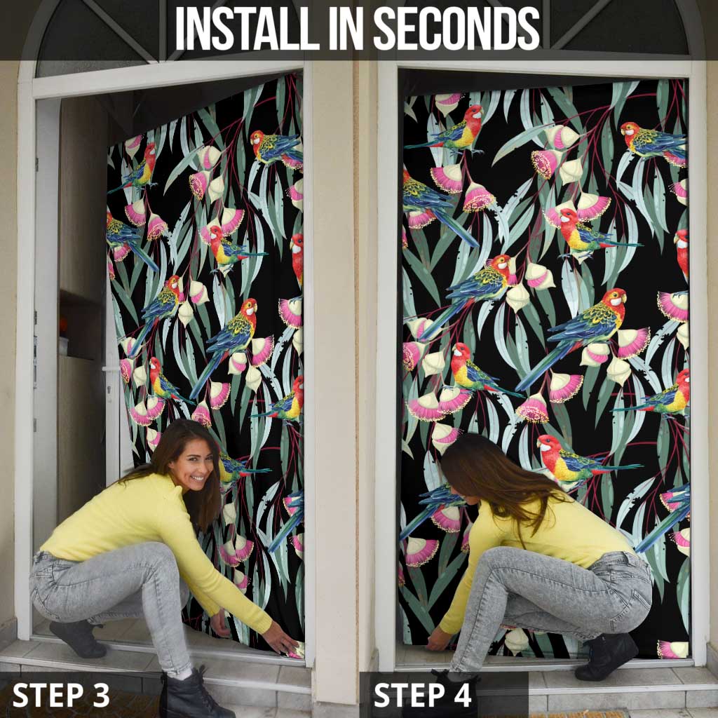 Eastern Rosella Australia Door Cover Eucalyptus Blossom Seamless Style - Aussie Hoodie