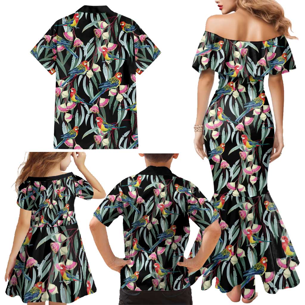 Eastern Rosella Australia Family Matching Mermaid Dress and Hawaiian Shirt Eucalyptus Blossom Seamless Style - Aussie Hoodie