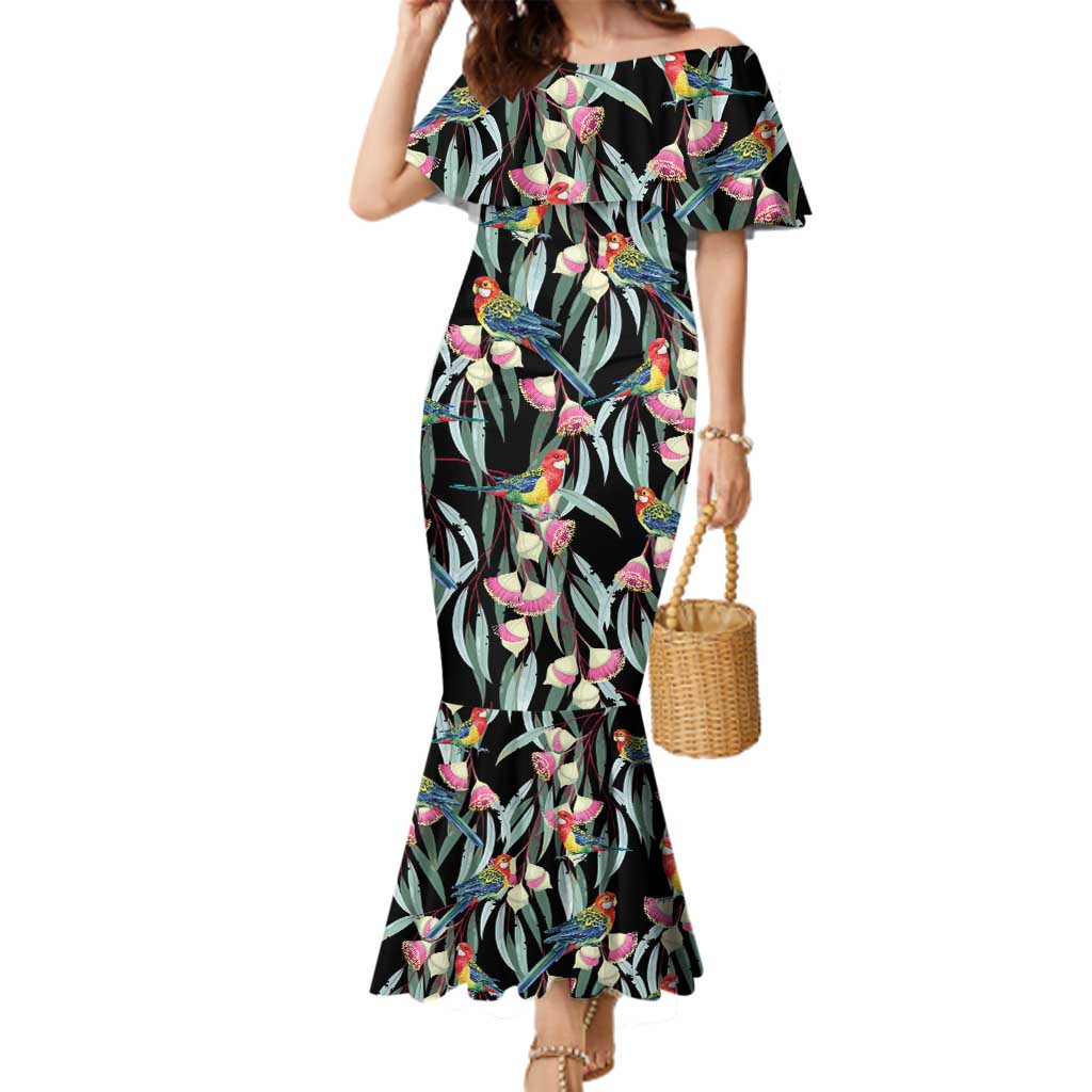 Eastern Rosella Australia Family Matching Mermaid Dress and Hawaiian Shirt Eucalyptus Blossom Seamless Style - Aussie Hoodie