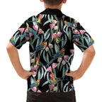 Eastern Rosella Australia Family Matching Off The Shoulder Long Sleeve Dress and Hawaiian Shirt Eucalyptus Blossom Seamless Style - Aussie Hoodie