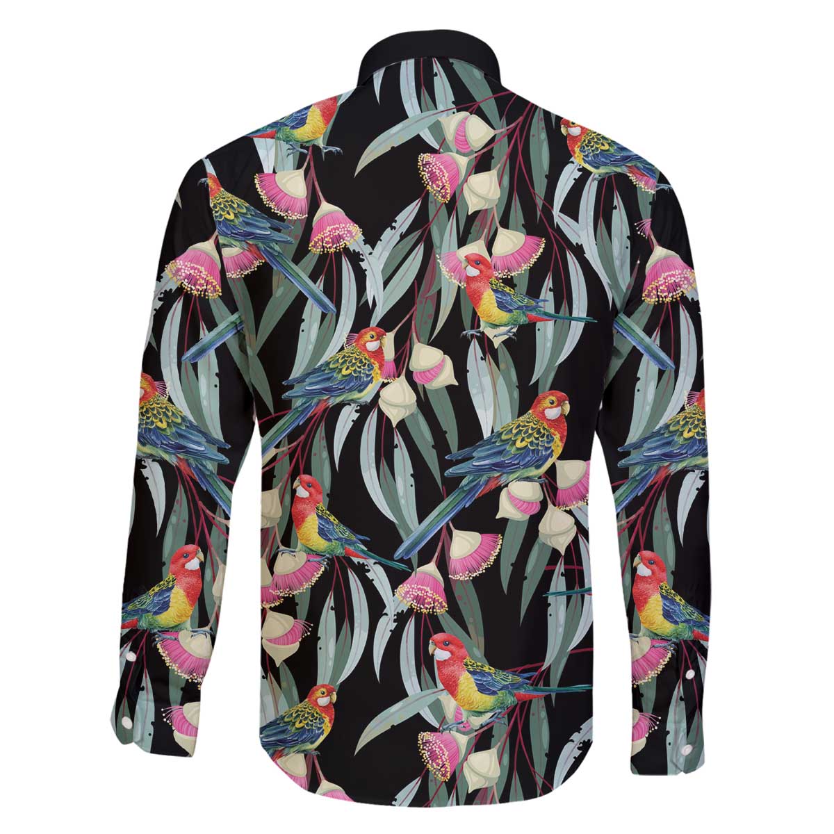 Eastern Rosella Australia Family Matching Off The Shoulder Long Sleeve Dress and Hawaiian Shirt Eucalyptus Blossom Seamless Style - Aussie Hoodie