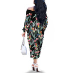 Eastern Rosella Australia Family Matching Off The Shoulder Long Sleeve Dress and Hawaiian Shirt Eucalyptus Blossom Seamless Style - Aussie Hoodie
