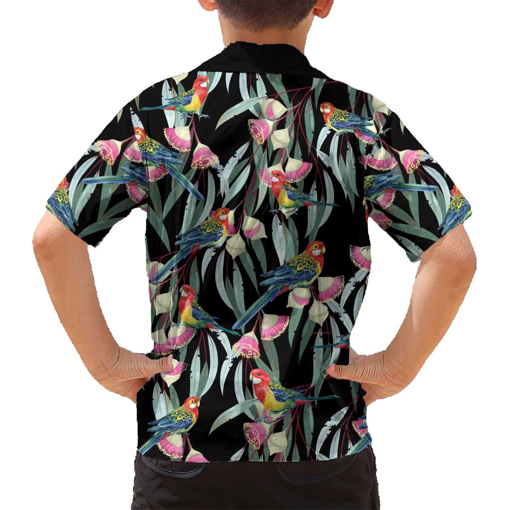Eastern Rosella Australia Family Matching Off Shoulder Maxi Dress and Hawaiian Shirt Eucalyptus Blossom Seamless Style - Aussie Hoodie