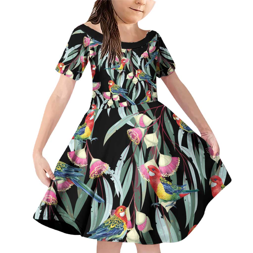 Eastern Rosella Australia Family Matching Off Shoulder Short Dress and Hawaiian Shirt Eucalyptus Blossom Seamless Style - Aussie Hoodie