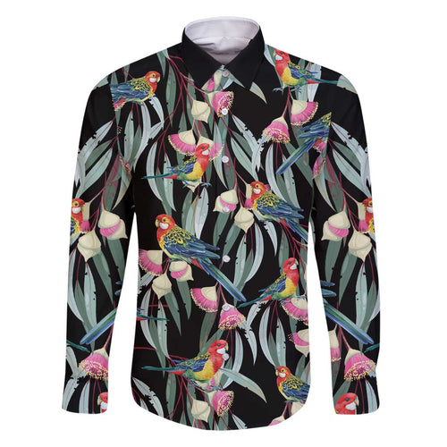 Eastern Rosella Australia Family Matching Off Shoulder Short Dress and Hawaiian Shirt Eucalyptus Blossom Seamless Style - Aussie Hoodie