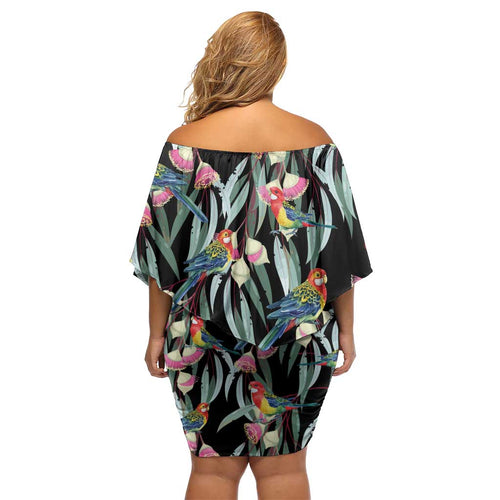 Eastern Rosella Australia Family Matching Off Shoulder Short Dress and Hawaiian Shirt Eucalyptus Blossom Seamless Style - Aussie Hoodie