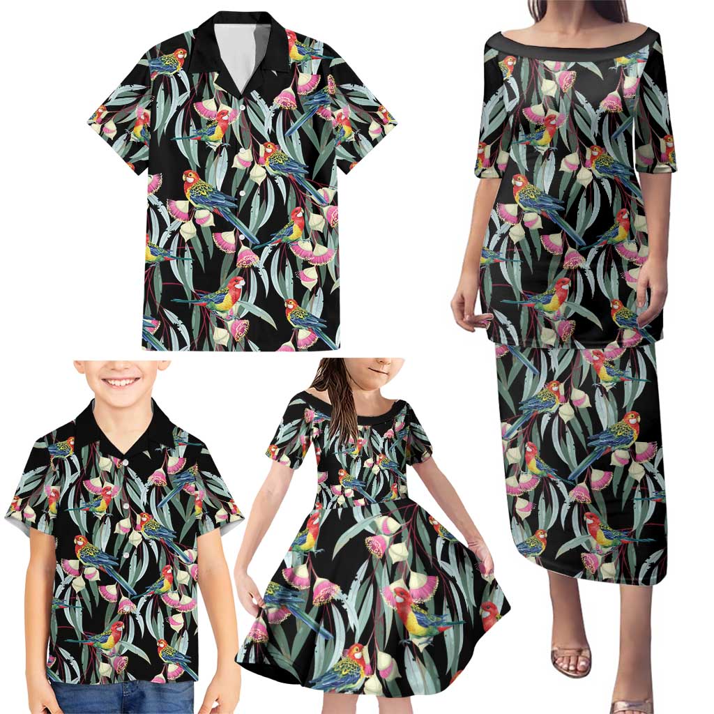 Eastern Rosella Australia Family Matching Puletasi and Hawaiian Shirt Eucalyptus Blossom Seamless Style - Aussie Hoodie