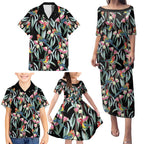 Eastern Rosella Australia Family Matching Puletasi and Hawaiian Shirt Eucalyptus Blossom Seamless Style - Aussie Hoodie