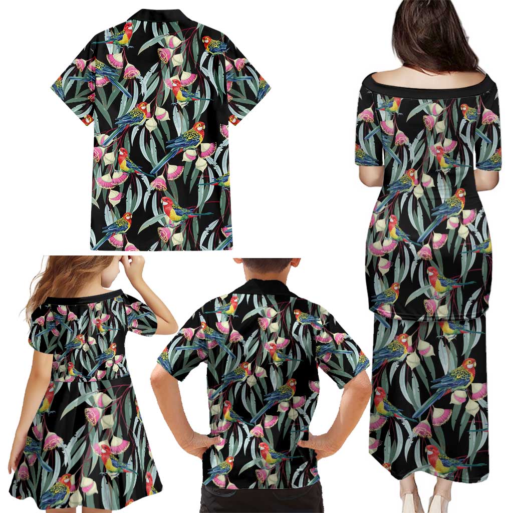 Eastern Rosella Australia Family Matching Puletasi and Hawaiian Shirt Eucalyptus Blossom Seamless Style - Aussie Hoodie