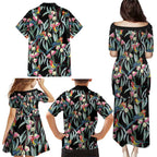Eastern Rosella Australia Family Matching Puletasi and Hawaiian Shirt Eucalyptus Blossom Seamless Style - Aussie Hoodie