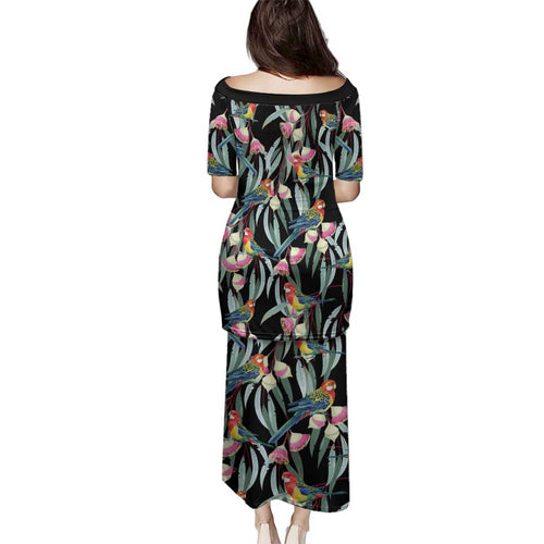 Eastern Rosella Australia Family Matching Puletasi and Hawaiian Shirt Eucalyptus Blossom Seamless Style - Aussie Hoodie
