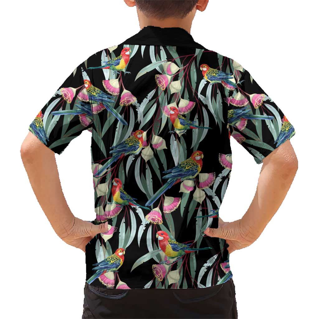 Eastern Rosella Australia Family Matching Short Sleeve Bodycon Dress and Hawaiian Shirt Eucalyptus Blossom Seamless Style - Aussie Hoodie