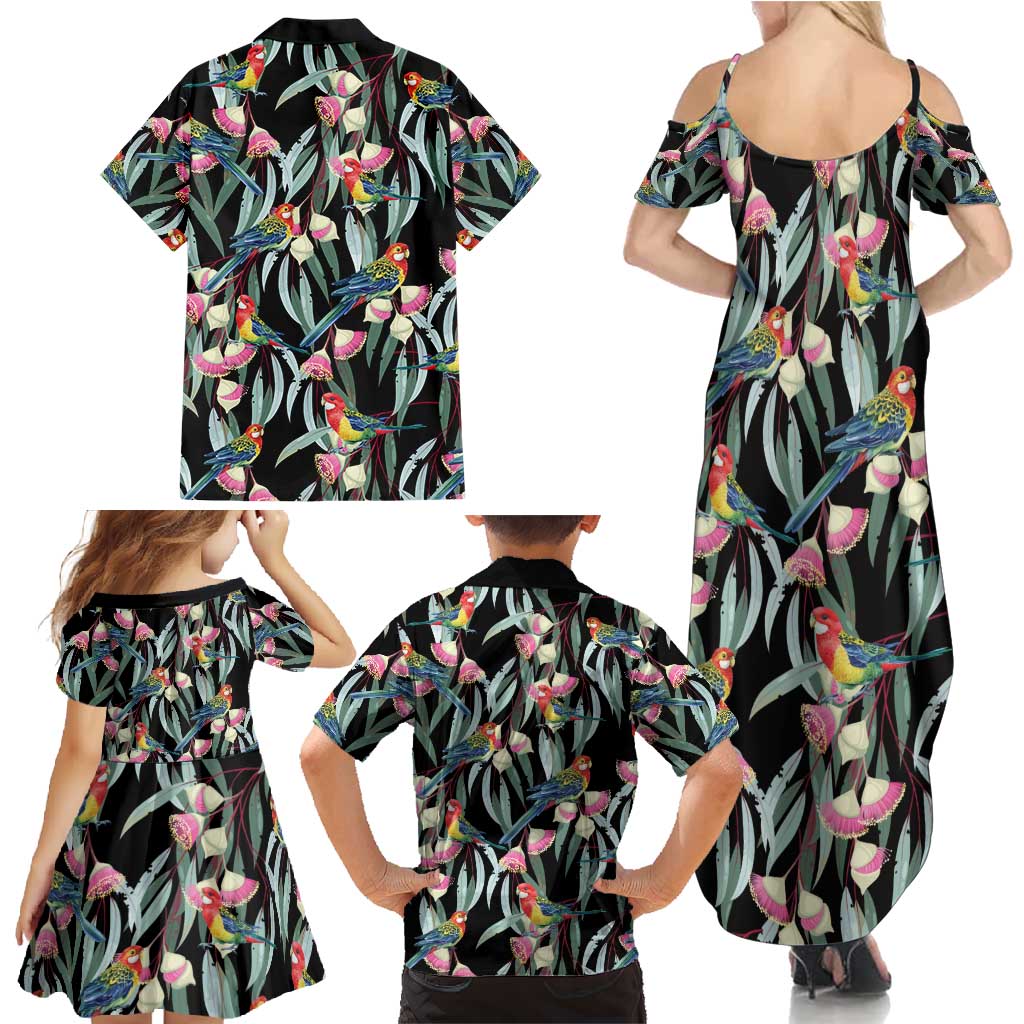 Eastern Rosella Australia Family Matching Summer Maxi Dress and Hawaiian Shirt Eucalyptus Blossom Seamless Style - Aussie Hoodie
