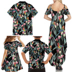 Eastern Rosella Australia Family Matching Summer Maxi Dress and Hawaiian Shirt Eucalyptus Blossom Seamless Style - Aussie Hoodie