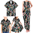 Eastern Rosella Australia Family Matching Tank Maxi Dress and Hawaiian Shirt Eucalyptus Blossom Seamless Style - Aussie Hoodie