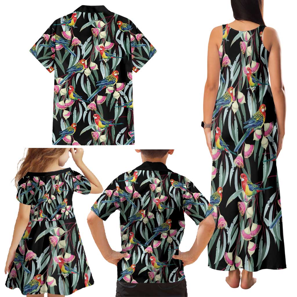 Eastern Rosella Australia Family Matching Tank Maxi Dress and Hawaiian Shirt Eucalyptus Blossom Seamless Style - Aussie Hoodie