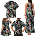 Eastern Rosella Australia Family Matching Tank Maxi Dress and Hawaiian Shirt Eucalyptus Blossom Seamless Style - Aussie Hoodie