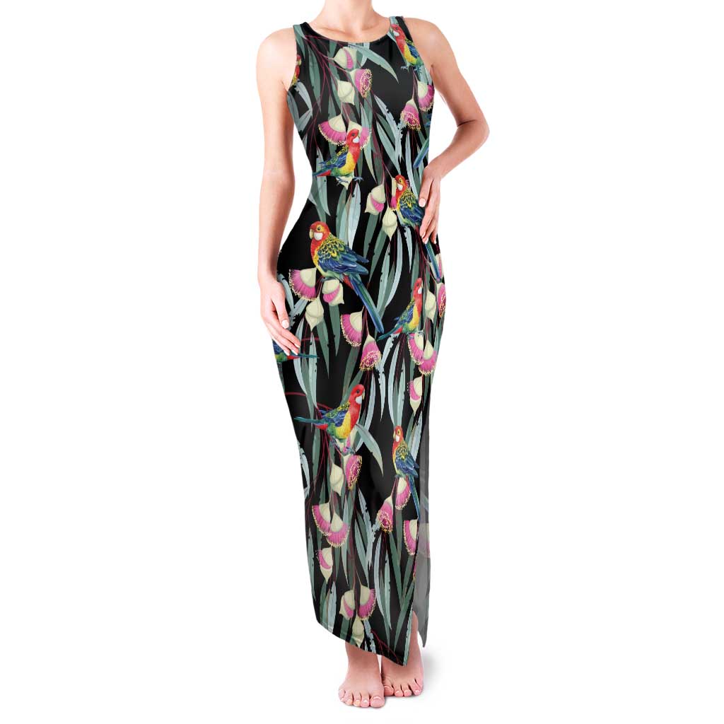 Eastern Rosella Australia Family Matching Tank Maxi Dress and Hawaiian Shirt Eucalyptus Blossom Seamless Style - Aussie Hoodie
