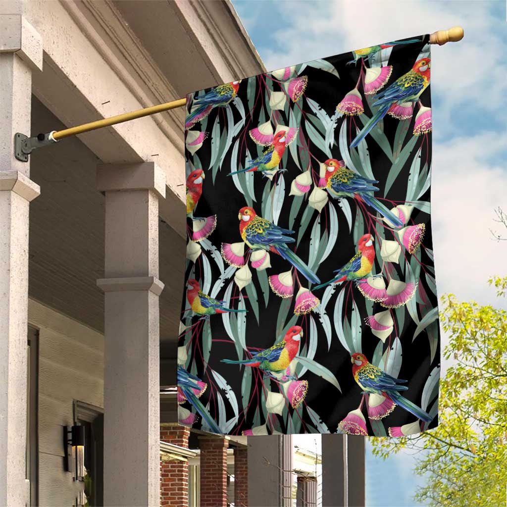 Eastern Rosella Australia Garden Flag Eucalyptus Blossom Seamless Style - Aussie Hoodie