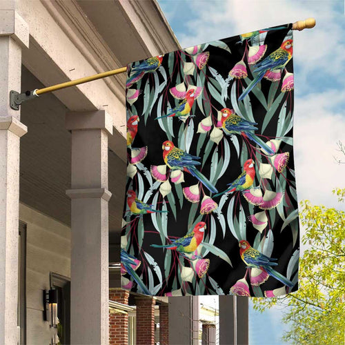 Eastern Rosella Australia Garden Flag Eucalyptus Blossom Seamless Style - Aussie Hoodie