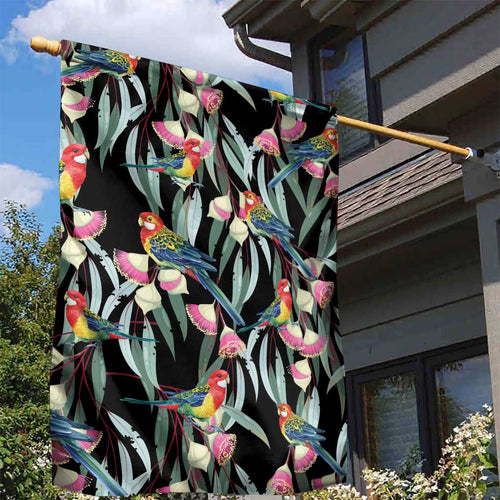 Eastern Rosella Australia Garden Flag Eucalyptus Blossom Seamless Style - Aussie Hoodie