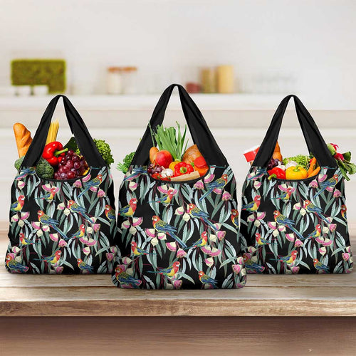 Eastern Rosella Australia Grocery Bag Eucalyptus Blossom Seamless Style - Aussie Hoodie