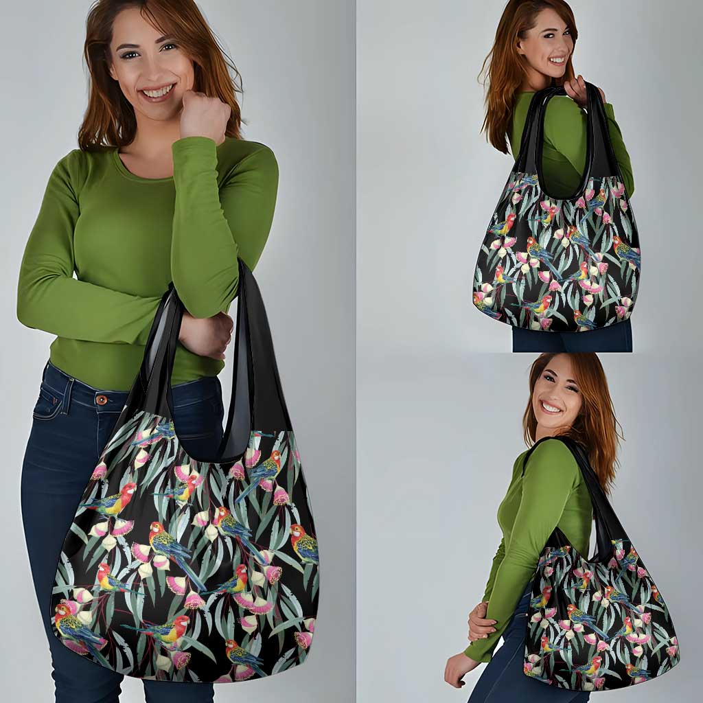 Eastern Rosella Australia Grocery Bag Eucalyptus Blossom Seamless Style - Aussie Hoodie