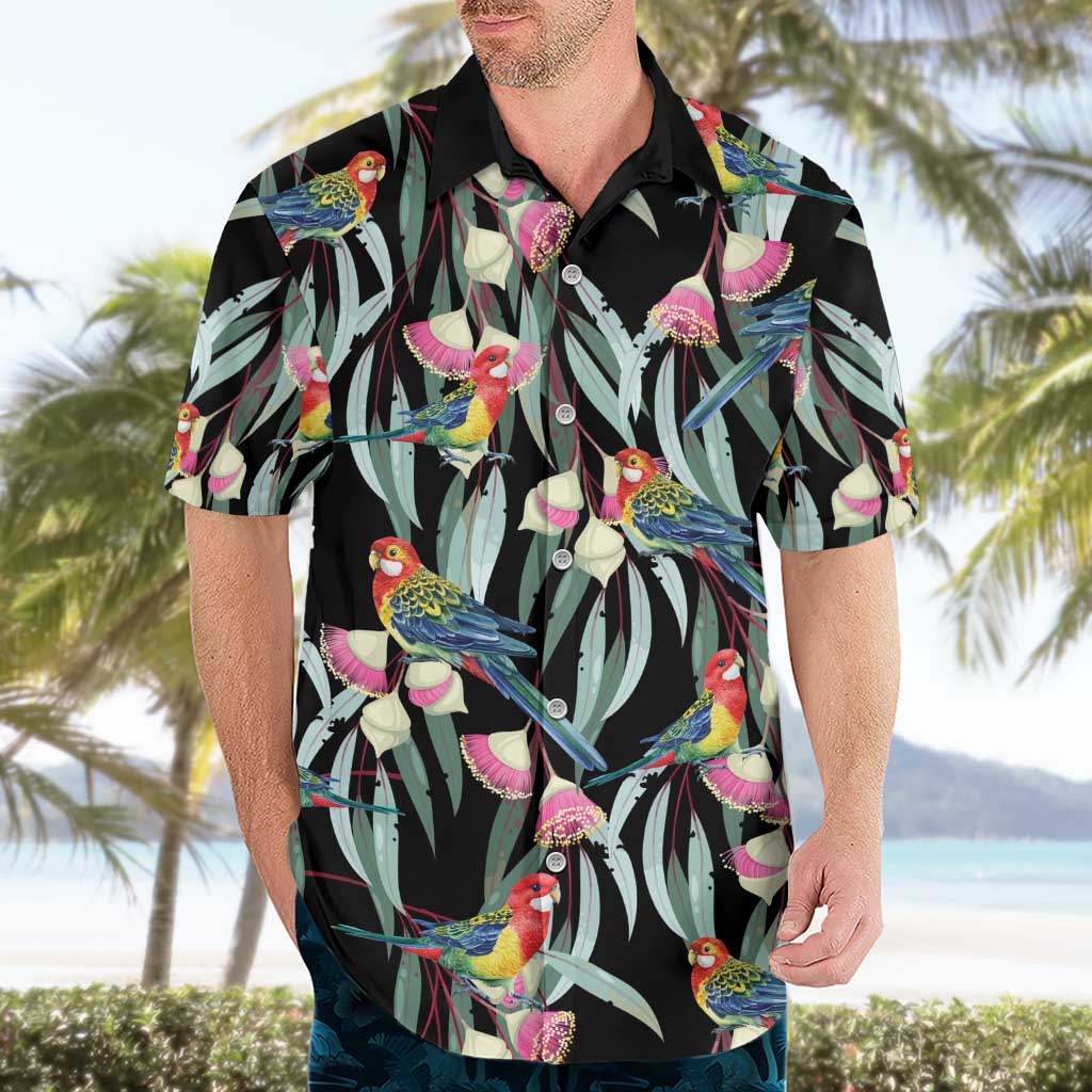 Eastern Rosella Australia Hawaiian Shirt Eucalyptus Blossom Seamless Style - Aussie Hoodie