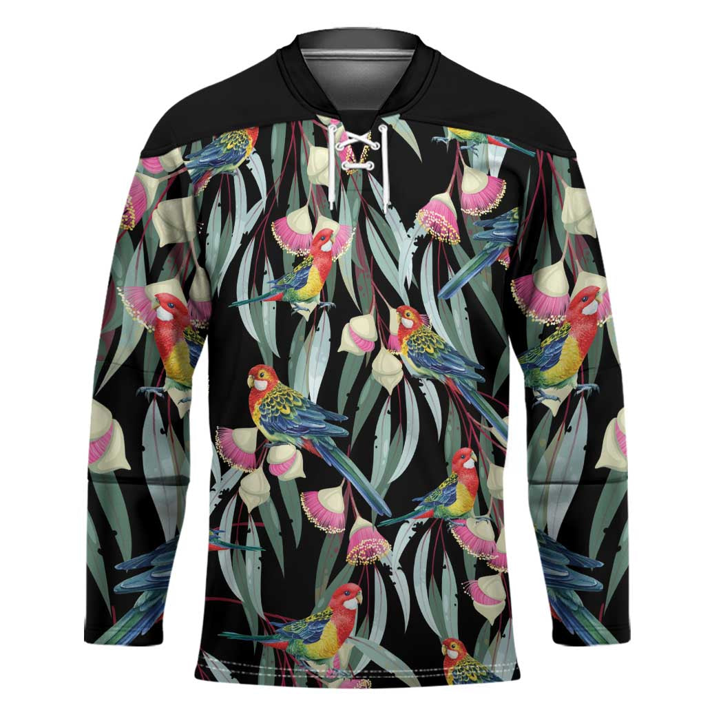 Eastern Rosella Australia Hockey Jersey Eucalyptus Blossom Seamless Style - Aussie Hoodie