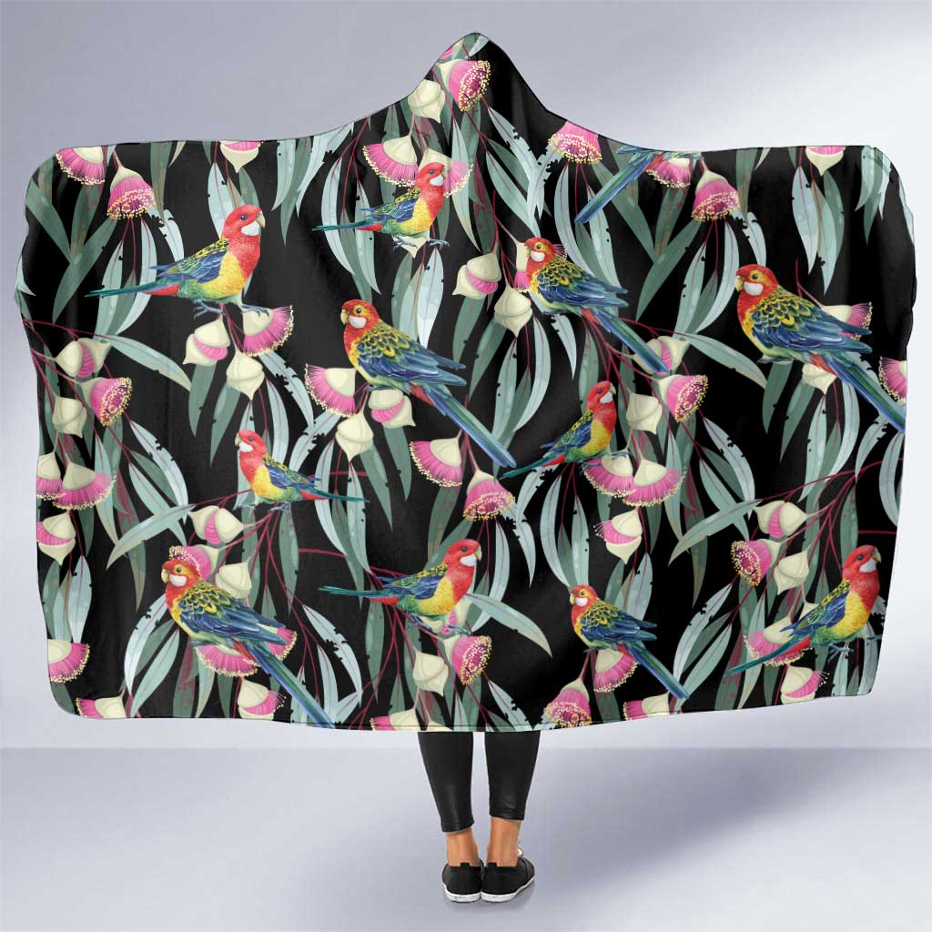 Eastern Rosella Australia Hooded Blanket Eucalyptus Blossom Seamless Style - Aussie Hoodie