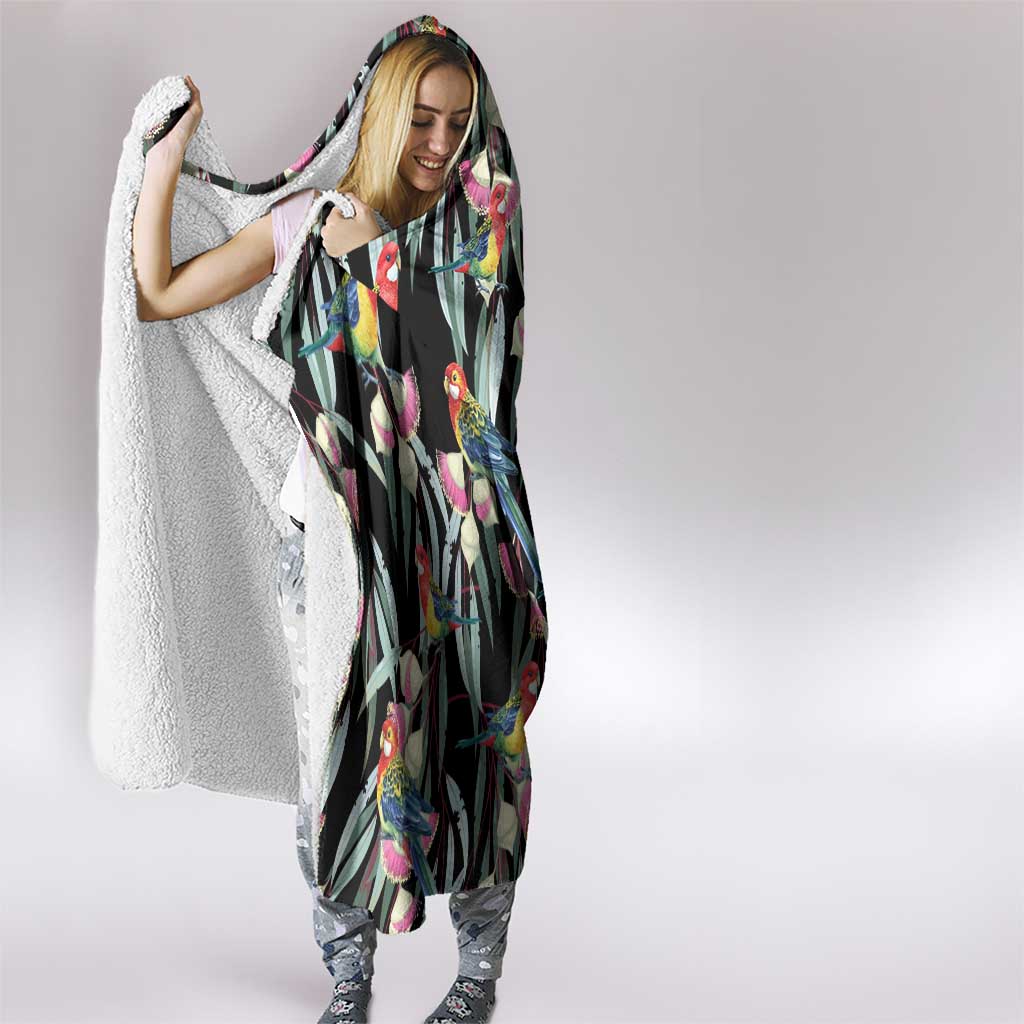 Eastern Rosella Australia Hooded Blanket Eucalyptus Blossom Seamless Style - Aussie Hoodie